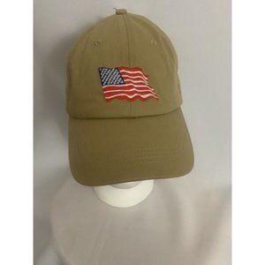 American Flag Embroidered Tan Strapback NWT Ball Cap Hat